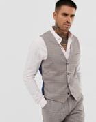 Harry Brown Wedding Slim Fit Stone Blue Check Suit Vest