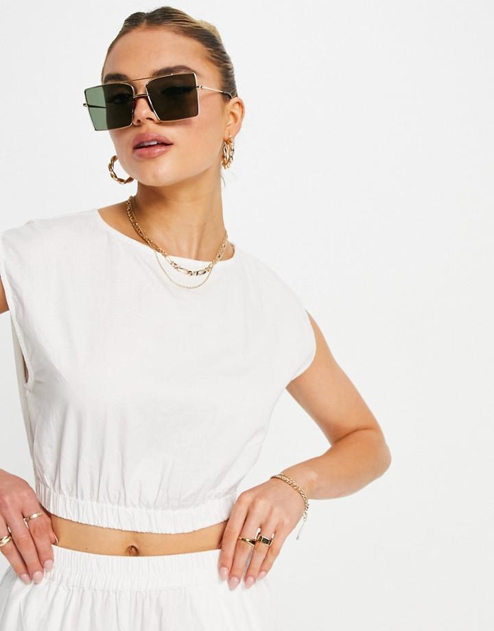 Pretty Lavish Relaxed Matching Crop Top In Off-white