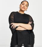 Asos Design Curve Exclusive Oversized Mesh T-shirt In Black