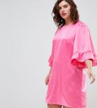 Junarose Frill Sleeve Shift Dress - Pink