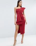 Asos Red Carpet Bow One Shoulder Midi Dress - Red