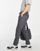Asos Design Slim Chinos With Elasticated Waist In Charcoal-gray
