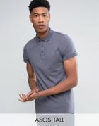 Asos Tall T-shirt With Roll Sleeve In Washed Blue - Blue