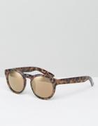 Monki Retro Round Keyhole Sunglasses - Brown