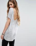 Religion T-shirt With Open Back Detail - Gray