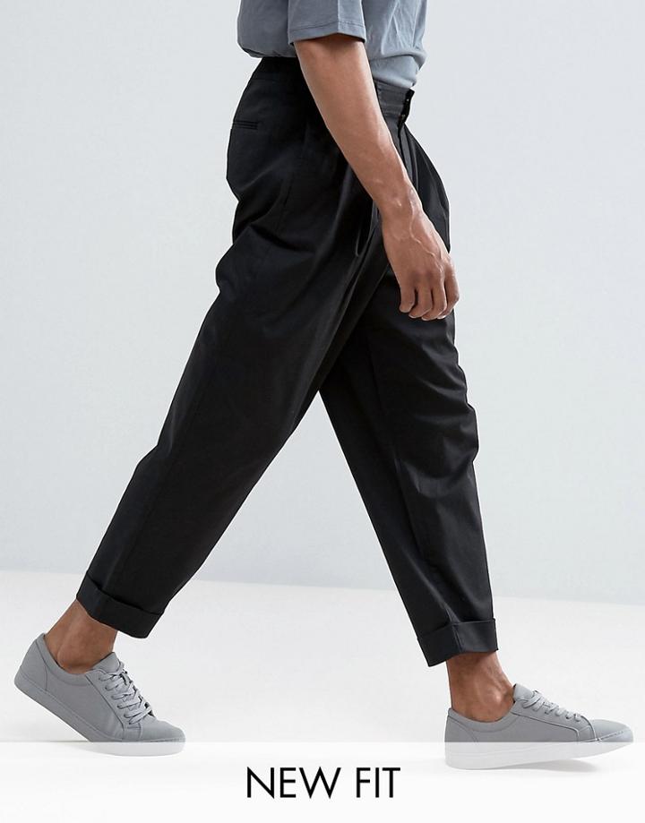 Asos Wide Balloon Pants In Black - Black