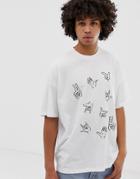Asos Design Oversized T-shirt With Hand Embroidery - White