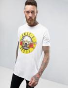 Asos Guns N Roses Longline Band T-shirt With Classic Print - White