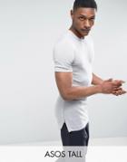 Asos Tall Longline Muscle Fit T-shirt With Side Zips In Gray - Gray