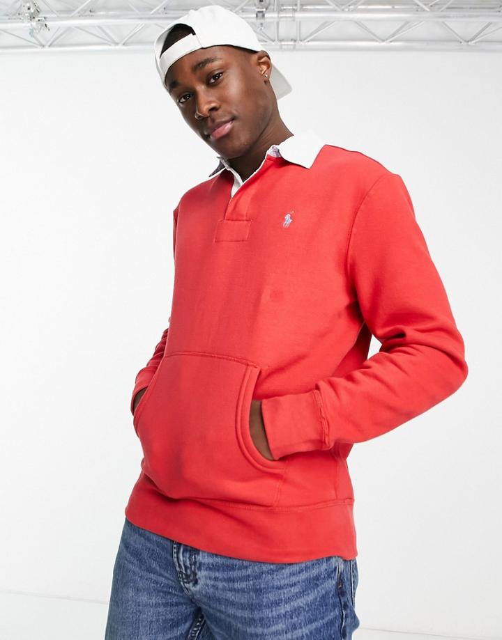 Polo Ralph Lauren Icon Logo Rugby Sweatshirt In Red
