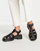 Raid Presley Fisherman Sandals In Black Pu