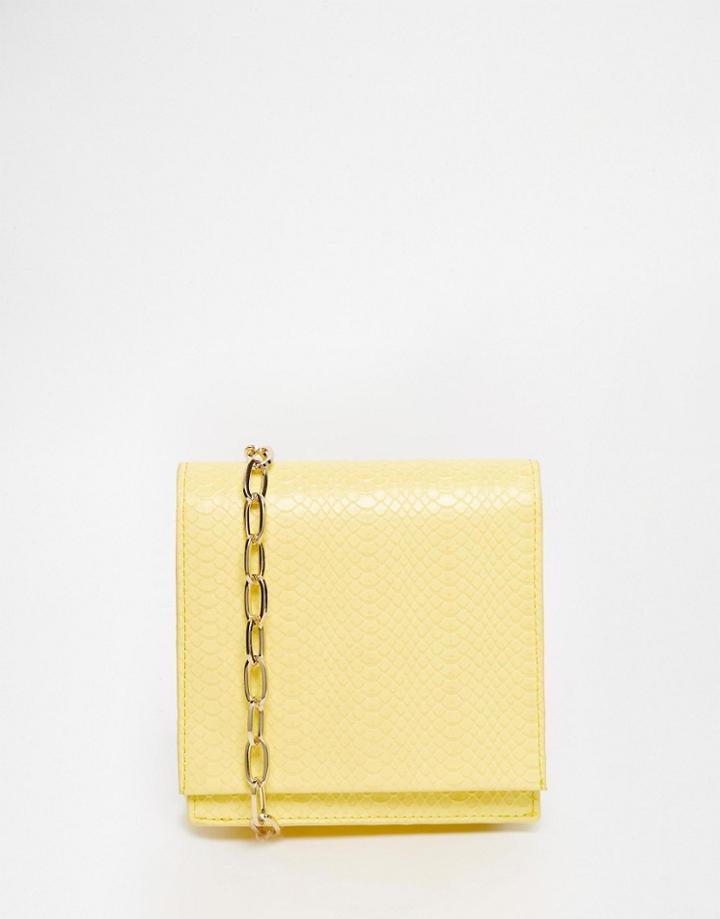 Asos Snake On Chain Cross Body Bag - Yellow