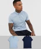 Asos Design Organic Jersey Polo 2 Pack Multipack Saving - Multi