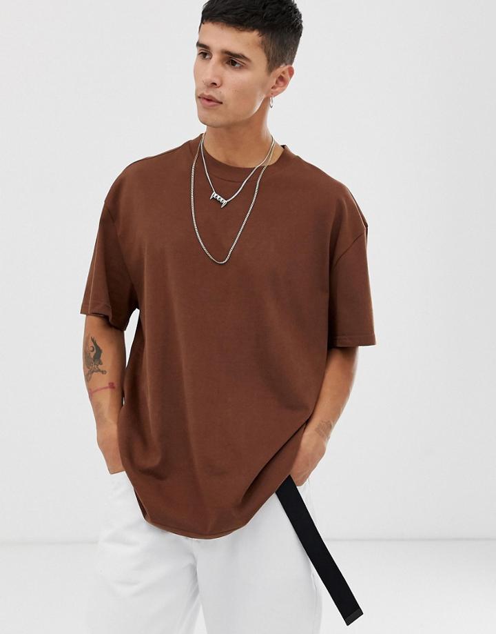 Weekday Great Oversized T-shirt In Brown - Brown