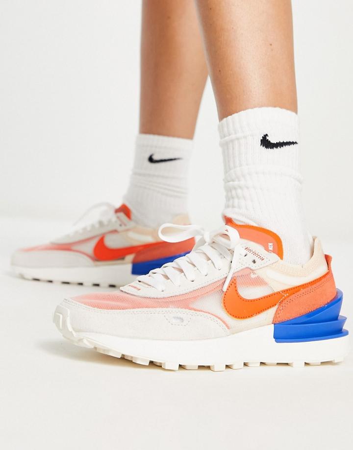 Nike Waffle One Sneakers In Pearl White/multi