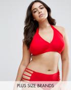 Junarose Halter Neck Bikini Top - Red