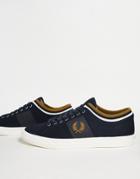 Fred Perry Underspin Tipped Twill Sneakers In Navy