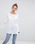 Asos T-shirt With Longline Sleeve In Lightweight Jersey - White