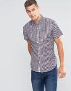 Tommy Hilfiger Denim Poplin Check Short Sleeve Shirt - Navy