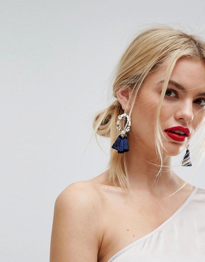 Orelia Statement Embellished Star & Tassel Earrings - Gold
