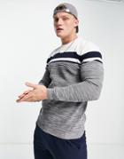 River Island Ottoman Block Crew Sweater In Gray-grey