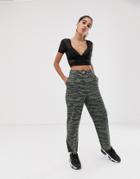Asos Design Camo Pants With Straight Leg And Raw Hem - Multi