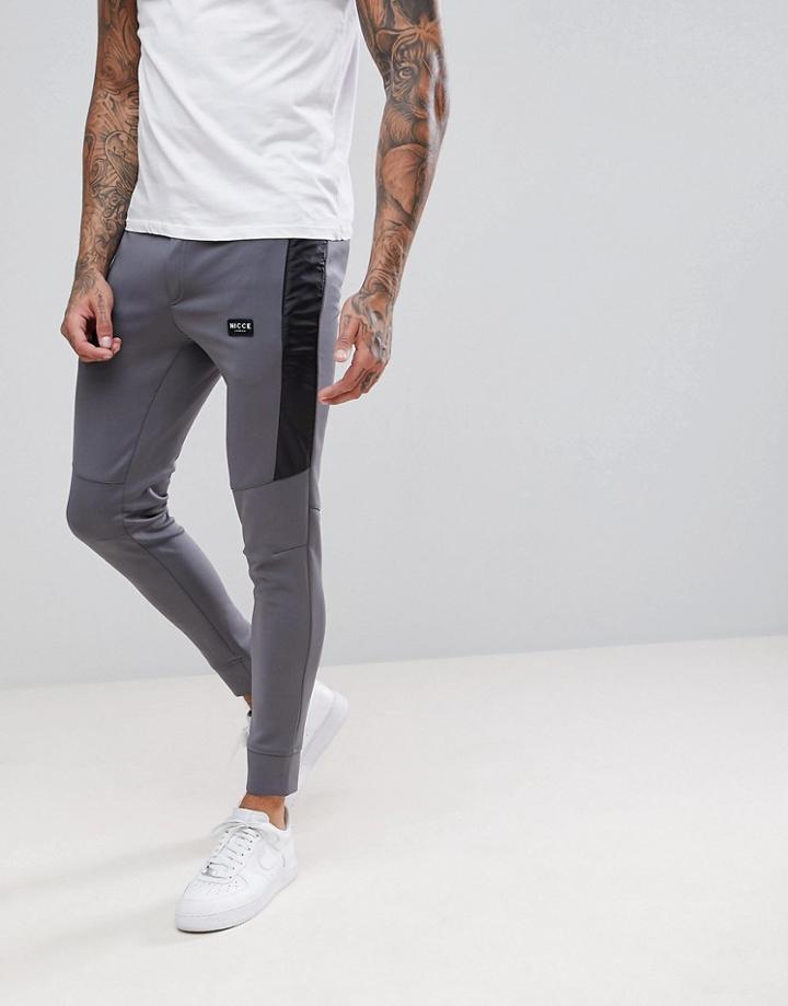 Nicce London Skinny Track Joggers In Gray - Gray