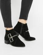 Asos Angie Double Buckle Ankle Boots - Black