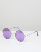 Jeepers Peepers Round Sunglasses In Lilac Tinted Lens - Purple
