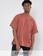 Reclaimed Vintage Oversized T-shirt In Overdye And Distressing - Red