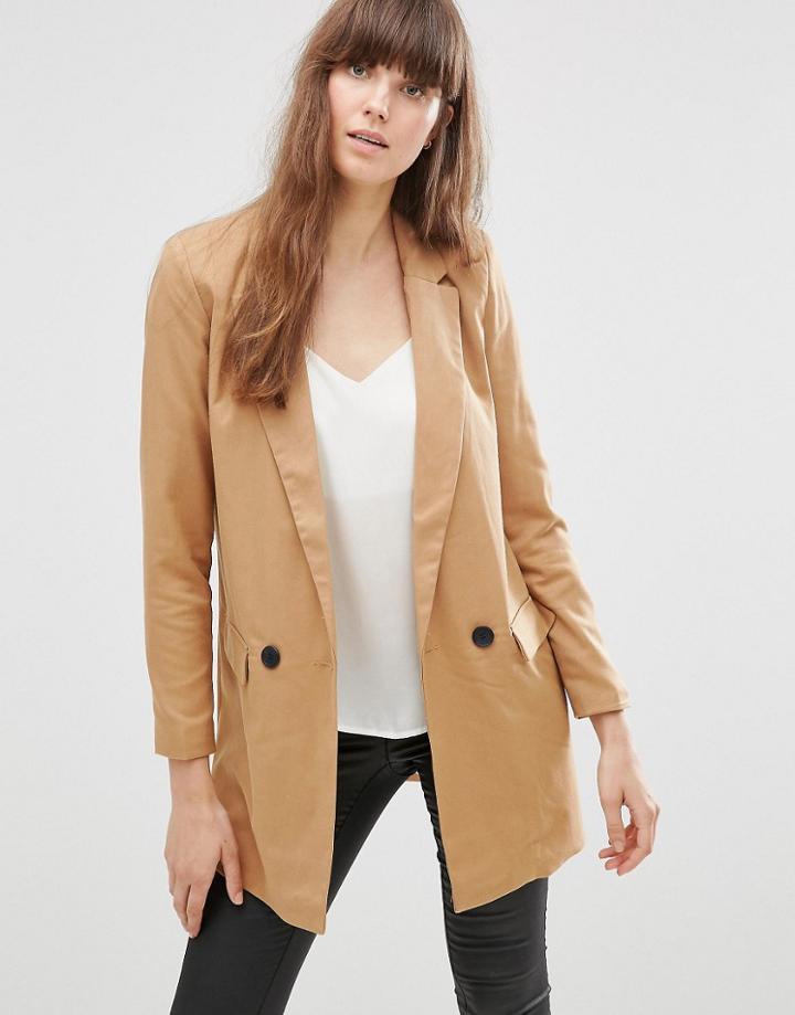 Vero Moda Noah Longline Jacket In Brown - Brown