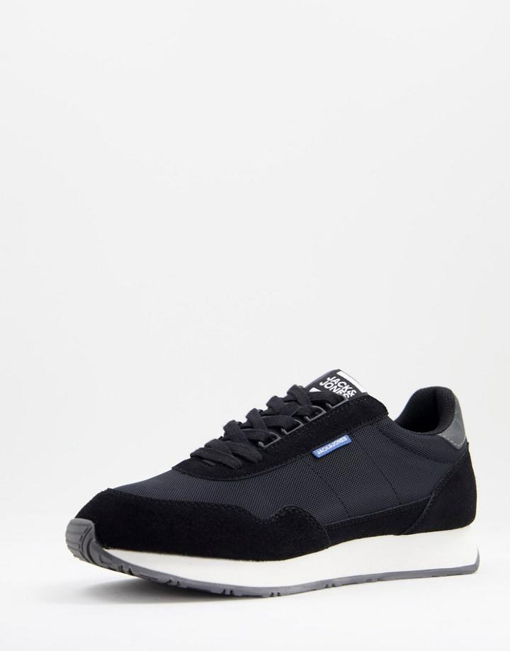 Jack & Jones Mesh Panel Sneakers In Black