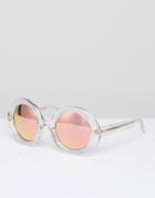 Matthew Williamson Clear Frame Round Sunglasses With Peach Mirrored Lens - Clear