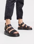 Dr Martens Gryphon Leather Chunky Sandals With Gold Hardware In Black