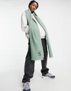 Asos Design Recycled Blend Personalized Scarf With S Initial In Sage-green