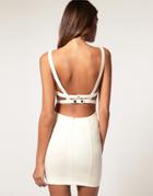 Asos Bodycon Dress With Strappy Back Detail - White
