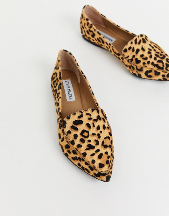 Steve Madden Feather Flat Shoes In Leopard Print-multi
