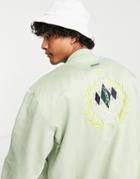 Liquor N Poker Bomber Jacket In Sage Green With Golf Club Embroidery