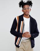 Asos Knitted Jacket In Milano Stitch With Vertical Stripe - Multi