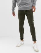 Threadbare Super Skinny Jeans In Gray Khaki Wash - Green