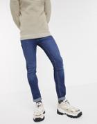 Jack & Jones Intelligence Skinny Fit Super Stretch Jeans In Mid Blue-blues