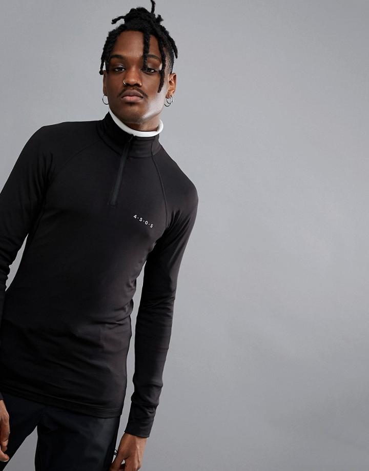 Asos 4505 Long Sleeve Top With Zip Neck - Black