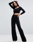 Asos Jersey Jumpsuit With Cut Outs - Black