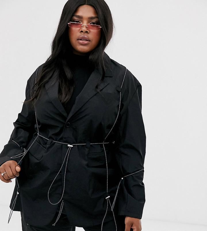 Collusion Plus Blazer With Toggle Detail-black