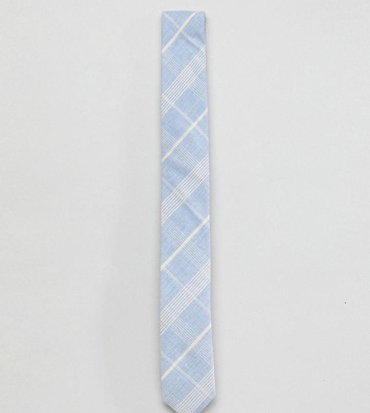 Noak Blue Cotton Check Tie - Blue