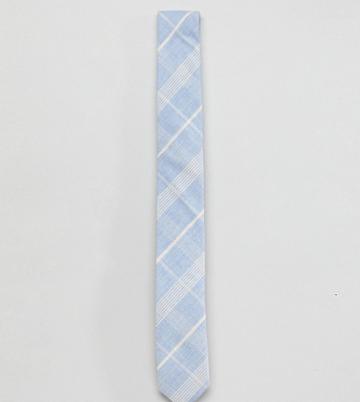 Noak Blue Cotton Check Tie - Blue