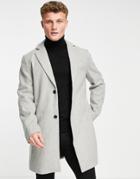 New Look Overcoat In Light Gray-grey