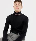 Collusion Skinny Fit Roll Neck Sweater In Black - Black