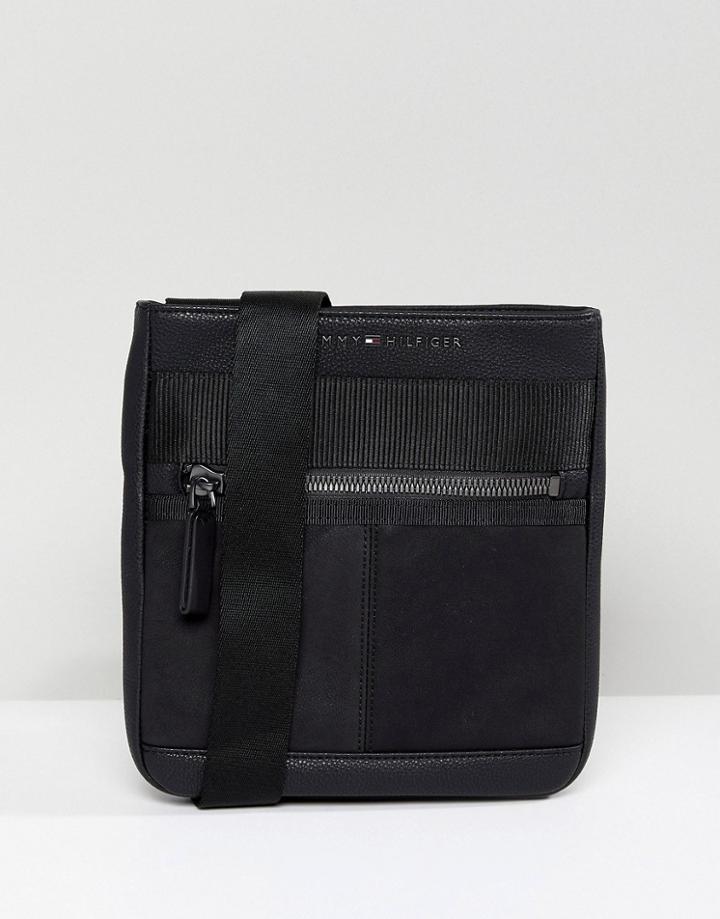 Tommy Hilfiger Faux Leather Flight Bag In Black - Black
