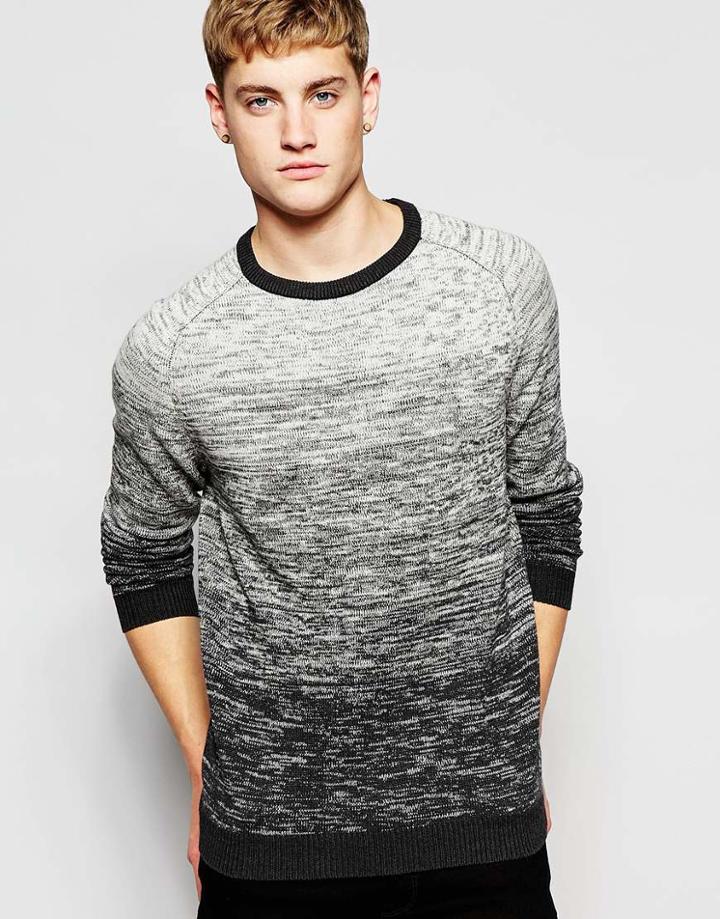 Jack & Jones Knitted Ombre Sweater - White